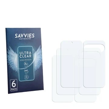 Face avant d’un emballage produit avec le logo de la marque Savvies. À côté se trouve la protection d’écran correspondante.