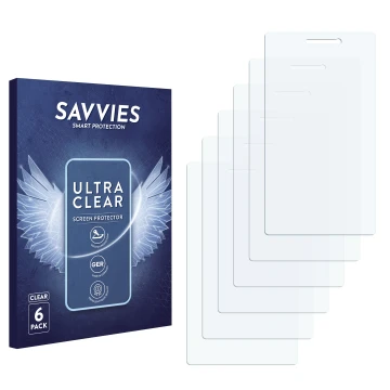 Face avant d’un emballage produit avec le logo de la marque Savvies. À côté se trouve la protection d’écran correspondante.