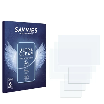 Face avant d’un emballage produit avec le logo de la marque Savvies. À côté se trouve la protection d’écran correspondante.