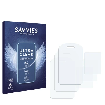 Face avant d’un emballage produit avec le logo de la marque Savvies. À côté se trouve la protection d’écran correspondante.