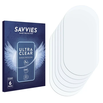 Face avant d’un emballage produit avec le logo de la marque Savvies. À côté se trouve la protection d’écran correspondante.