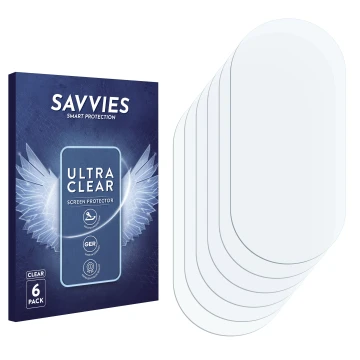 Face avant d’un emballage produit avec le logo de la marque Savvies. À côté se trouve la protection d’écran correspondante.