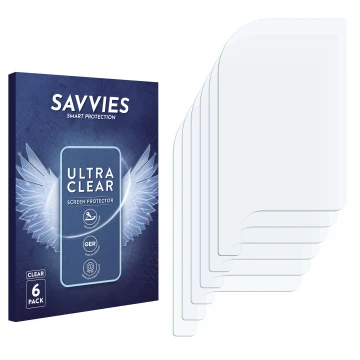 Face avant d’un emballage produit avec le logo de la marque Savvies. À côté se trouve la protection d’écran correspondante.