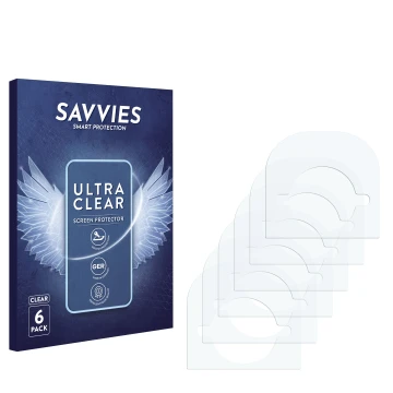 Face avant d’un emballage produit avec le logo de la marque Savvies. À côté se trouve la protection d’écran correspondante.