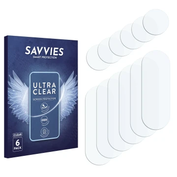 Face avant d’un emballage produit avec le logo de la marque Savvies. À côté se trouve la protection d’écran correspondante.