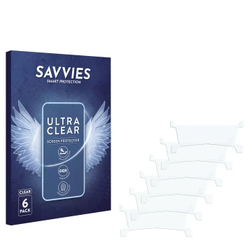 Face avant d’un emballage produit avec le logo de la marque Savvies. À côté se trouve la protection d’écran correspondante.