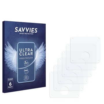 Face avant d’un emballage produit avec le logo de la marque Savvies. À côté se trouve la protection d’écran correspondante.