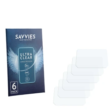 Face avant d’un emballage produit avec le logo de la marque Savvies. À côté se trouve la protection d’écran correspondante.