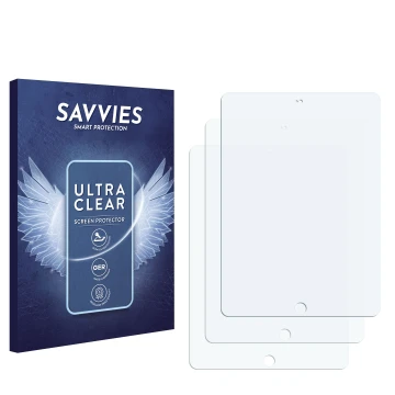 Face avant d’un emballage produit avec le logo de la marque Savvies. À côté se trouve la protection d’écran correspondante.