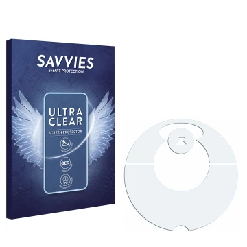 Face avant d’un emballage produit avec le logo de la marque Savvies. À côté se trouve la protection d’écran correspondante.