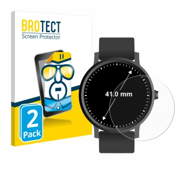 Face avant d’un emballage produit avec le logo de la marque BROTECT. À côté, l’appareil Montres (Circulaire, ø: 41 mm) est rep