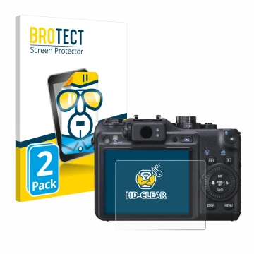Face avant d’un emballage produit avec le logo de la marque BROTECT. À côté, l’appareil Canon PowerShot G10 est représenté ave