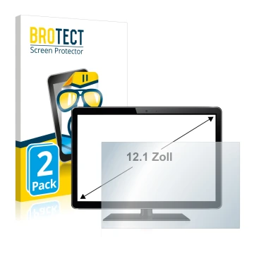 Face avant d’un emballage produit avec le logo de la marque BROTECT. À côté, l’appareil est représenté avec la protection d’éc