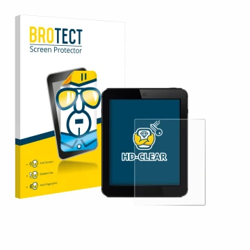 Face avant d’un emballage produit avec le logo de la marque BROTECT. À côté, l’appareil est représenté avec la protection d’éc