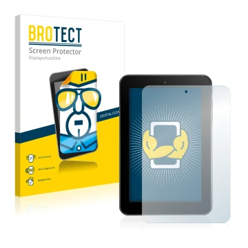 Face avant d’un emballage produit avec le logo de la marque BROTECT. À côté, l’appareil Alcatel One Touch Tab 7 HD est représe