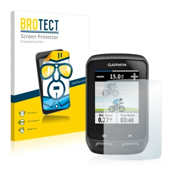 Face avant d’un emballage produit avec le logo de la marque BROTECT. À côté, l’appareil Garmin Edge 510 est représenté avec la