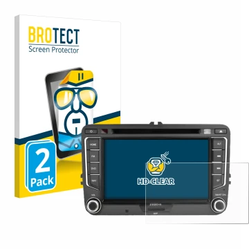 Face avant d’un emballage produit avec le logo de la marque BROTECT. À côté, l’appareil Zenec E>Go 7