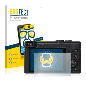 Face avant d’un emballage produit avec le logo de la marque BROTECT. À côté, l’appareil Panasonic Lumix DMC-TZ60 est représent