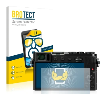 Face avant d’un emballage produit avec le logo de la marque BROTECT. À côté, l’appareil Panasonic Lumix DMC-GM5 est représenté