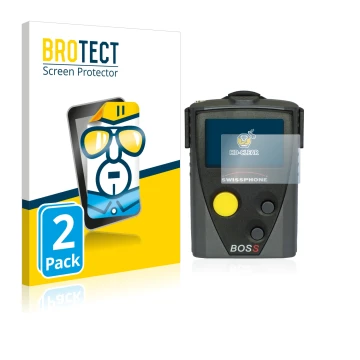 Face avant d’un emballage produit avec le logo de la marque BROTECT. À côté, l’appareil Swissphone Boss 925 V est représenté a