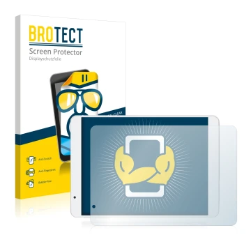 Face avant d’un emballage produit avec le logo de la marque BROTECT. À côté, l’appareil Teclast X89HD est représenté avec la p