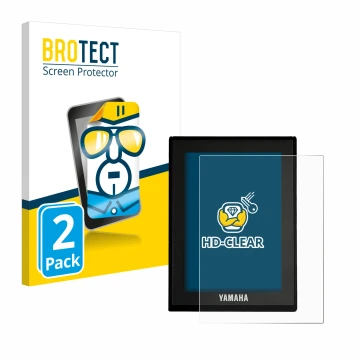 Face avant d’un emballage produit avec le logo de la marque BROTECT. À côté, l’appareil Yamaha LCD Display (E-Bike Display) es