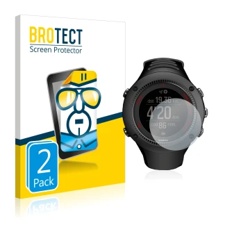 Face avant d’un emballage produit avec le logo de la marque BROTECT. À côté, l’appareil Suunto Ambit3 Run Black est représenté