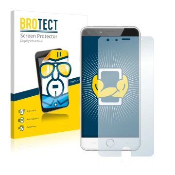 Face avant d’un emballage produit avec le logo de la marque BROTECT. À côté, l’appareil Ulefone Be Touch 2 est représenté avec