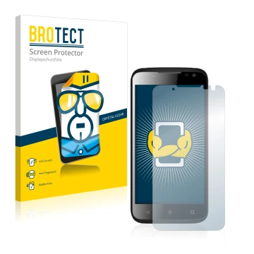 Face avant d’un emballage produit avec le logo de la marque BROTECT. À côté, l’appareil Yezz Andy 4.5EL est représenté avec la