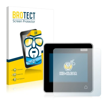 Face avant d’un emballage produit avec le logo de la marque BROTECT. À côté, l’appareil Velux Integra Control Pad KLR 200 est 