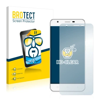 Face avant d’un emballage produit avec le logo de la marque BROTECT. À côté, l’appareil Allview V2 Viper est représenté avec l