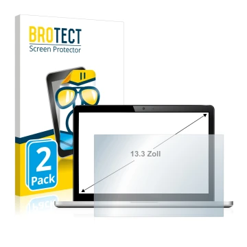 Face avant d’un emballage produit avec le logo de la marque BROTECT. À côté, l’appareil est représenté avec la protection d’éc