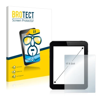 Face avant d’un emballage produit avec le logo de la marque BROTECT. À côté, l’appareil est représenté avec la protection d’éc