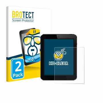 Face avant d’un emballage produit avec le logo de la marque BROTECT. À côté, l’appareil est représenté avec la protection d’éc