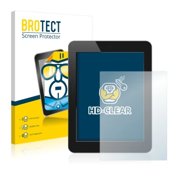 Face avant d’un emballage produit avec le logo de la marque BROTECT. À côté, l’appareil est représenté avec la protection d’éc