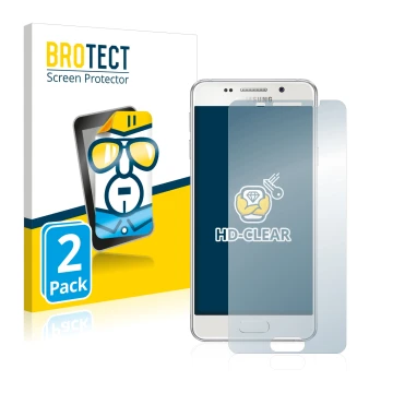 Face avant d’un emballage produit avec le logo de la marque BROTECT. À côté, l’appareil Samsung Galaxy A3 2016 est représenté 