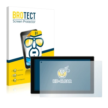 Face avant d’un emballage produit avec le logo de la marque BROTECT. À côté, l’appareil Blaupunkt Endeavour 101M est représent