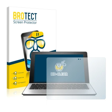 Face avant d’un emballage produit avec le logo de la marque BROTECT. À côté, l’appareil HP Elite x2 1012 G1 est représenté ave