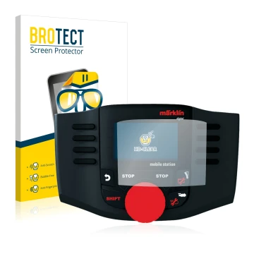 Face avant d’un emballage produit avec le logo de la marque BROTECT. À côté, l’appareil Märklin Mobile Station 60657 2016 est 