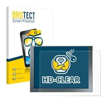 Face avant d’un emballage produit avec le logo de la marque BROTECT. À côté, l’appareil Siemens Simatic HMI KTP 1200 Basic est