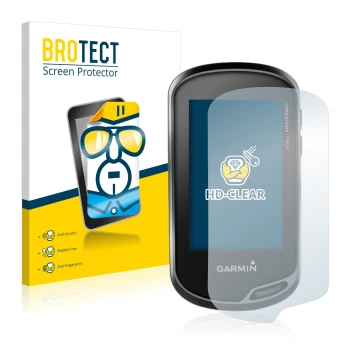Face avant d’un emballage produit avec le logo de la marque BROTECT. À côté, l’appareil Garmin Oregon 750t est représenté avec