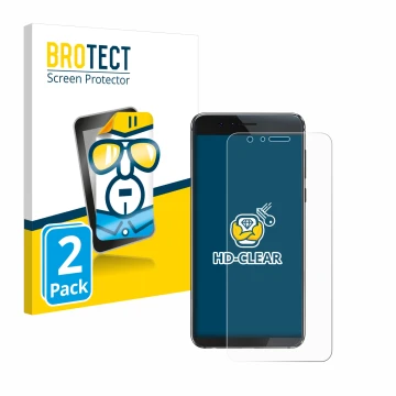 Face avant d’un emballage produit avec le logo de la marque BROTECT. À côté, l’appareil Honor 8 est représenté avec la protect