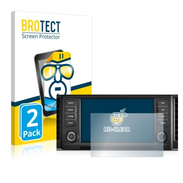 Face avant d’un emballage produit avec le logo de la marque BROTECT. À côté, l’appareil Seat Ateca 2016 Media System Plus 8