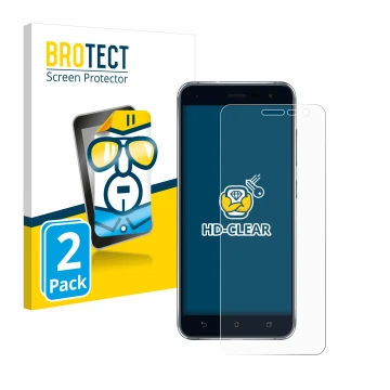 Face avant d’un emballage produit avec le logo de la marque BROTECT. À côté, l’appareil ASUS ZenFone 3 ZE520KL est représenté 