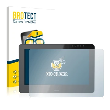Face avant d’un emballage produit avec le logo de la marque BROTECT. À côté, l’appareil Wacom Cintiq Pro 16 est représenté ave