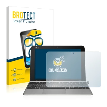 Face avant d’un emballage produit avec le logo de la marque BROTECT. À côté, l’appareil ASUS Transformer Mini T102HA est repré