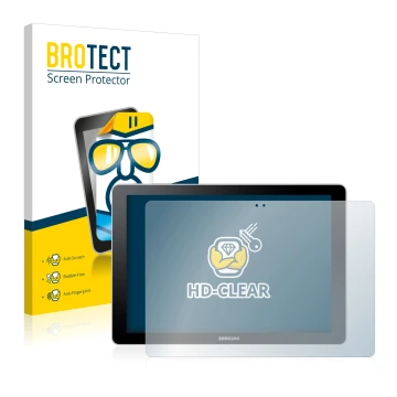 Face avant d’un emballage produit avec le logo de la marque BROTECT. À côté, l’appareil Samsung Galaxy Book 10.6 est représent