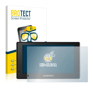Face avant d’un emballage produit avec le logo de la marque BROTECT. À côté, l’appareil Garmin DriveSmart 51 LMT-D est représe