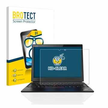 Face avant d’un emballage produit avec le logo de la marque BROTECT. À côté, l’appareil Lenovo ThinkPad X1 Yoga (1ère Gen.) es