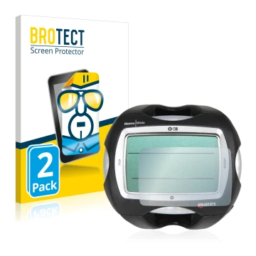 Face avant d’un emballage produit avec le logo de la marque BROTECT. À côté, l’appareil Mares Nemo Wide 2 est représenté avec 